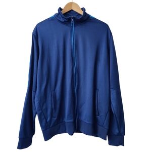 GALAXY By Harvic Track Jacket XXL Blue White Striped Full Zip Men's
